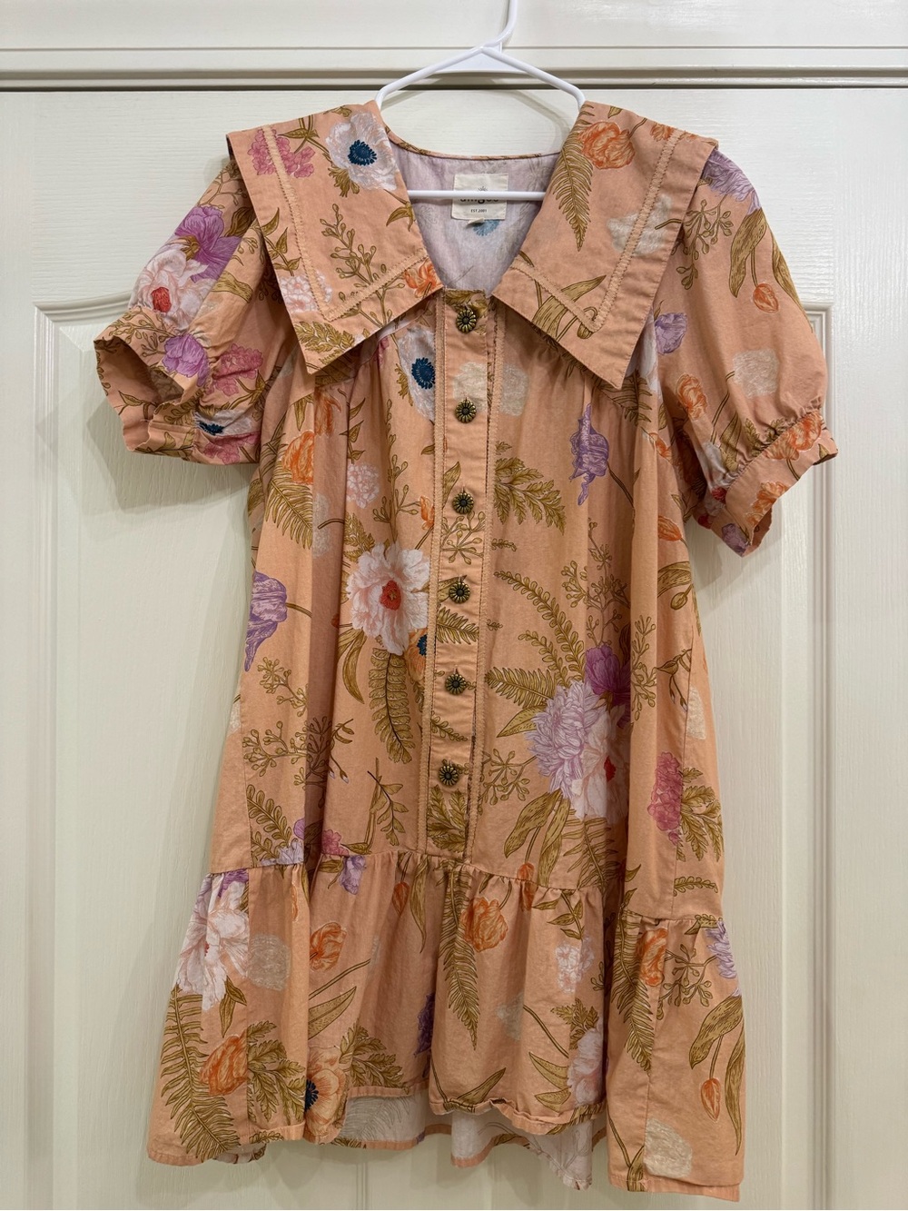 Entro Peach Floral Button-Front Dress